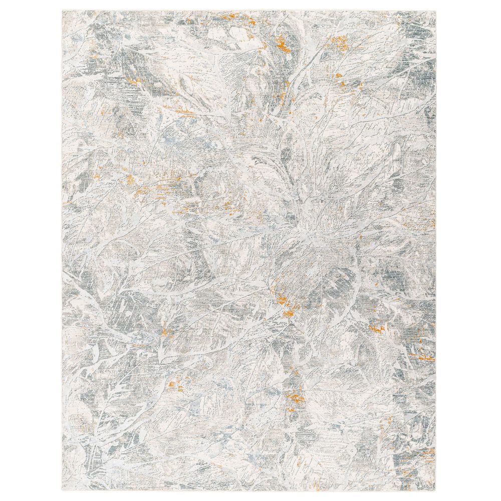 Surya Dresden DRE-2317 White, Medium Gray, Light Slate, Gray, Denim and Mustard 9" x 12"2" Area Rug, , large