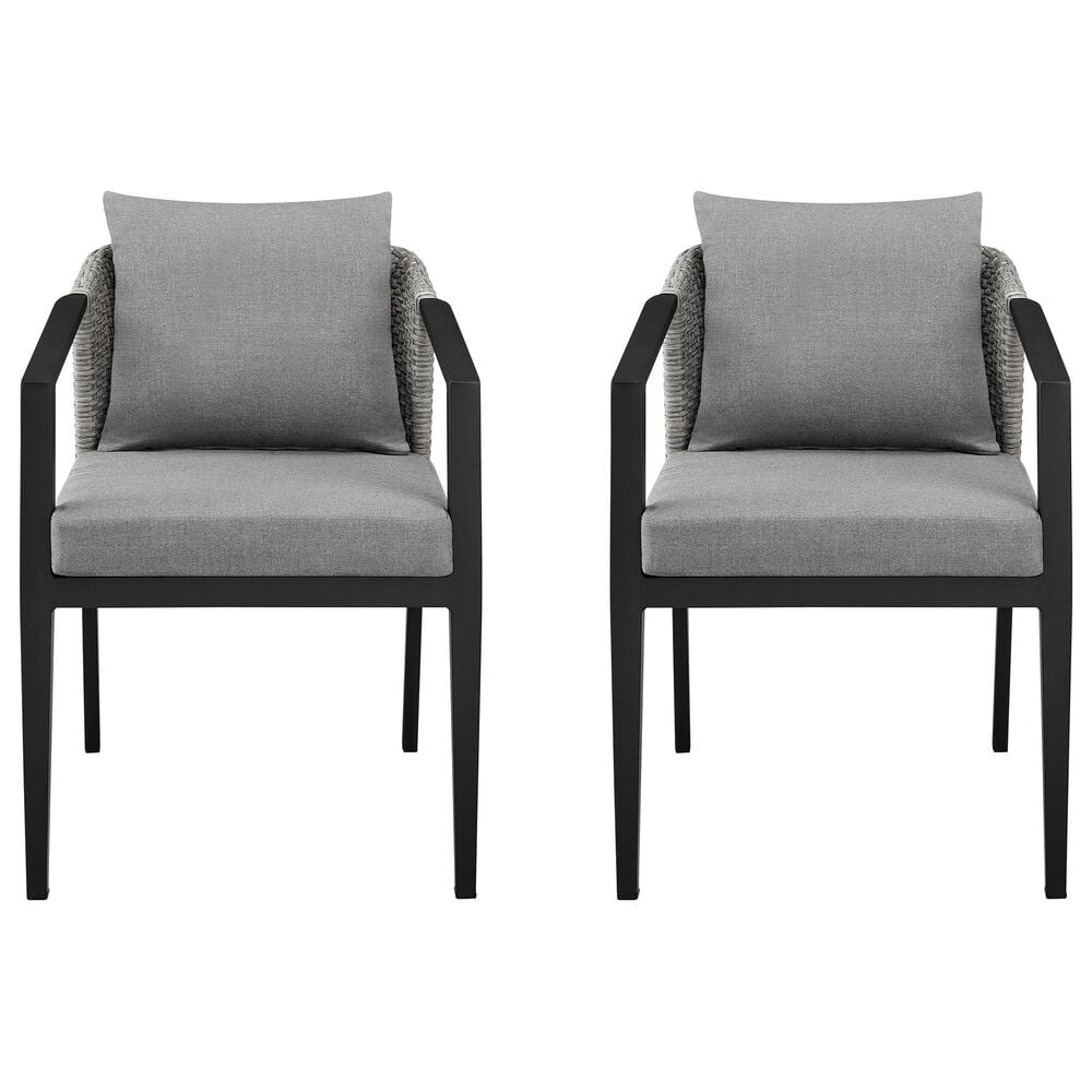Blue River Palma Outdoor Dining Chair with Dark Grey Cushion in Black and Grey (Set of 2), , large