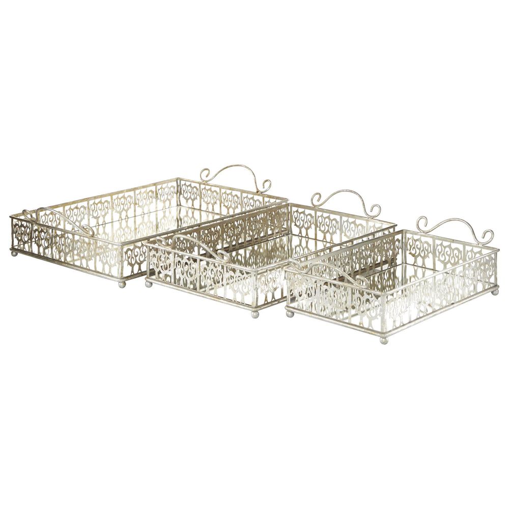 Maple and Jade Glam Tray in Silver (Set of 3), , large
