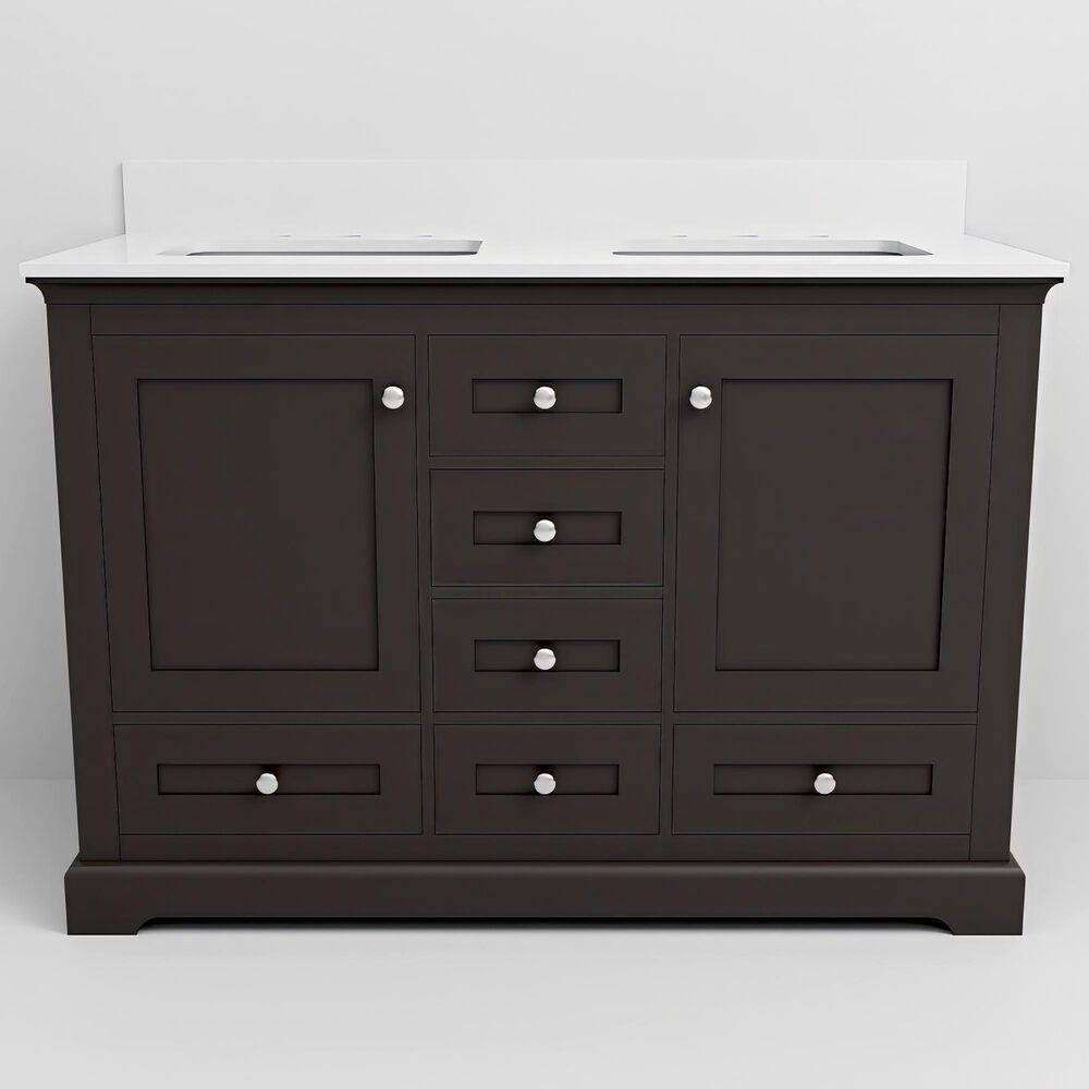 Lexora Home Dukes 48&quot; Double Bathroom Vanity in Espresso with 2 cm White Quartz Top and Rectangular Sinks, , large