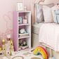 HOMLUX 3-Tier Bookcase with Decorative Open Shelves in White and Pink, , large