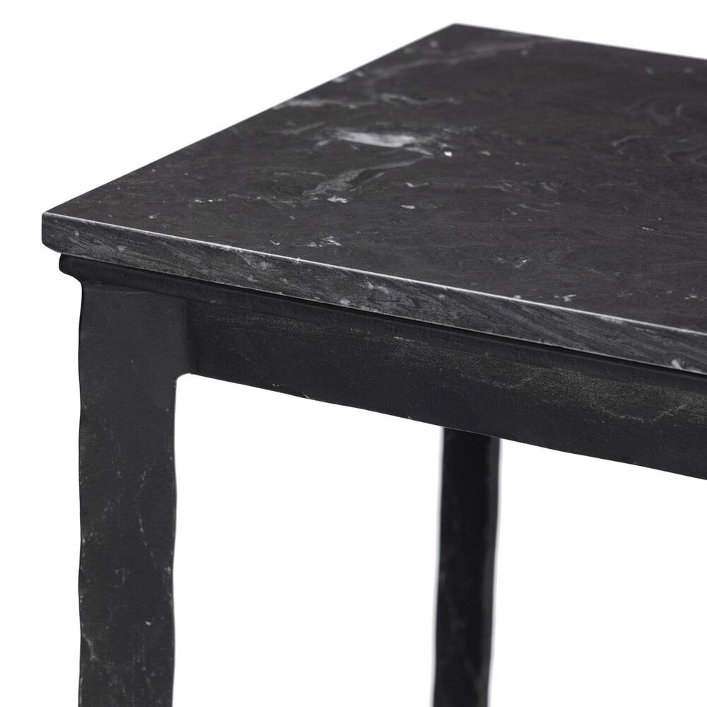 Four Hands Hammered Iron Console Table-Charcoal Marble, , large