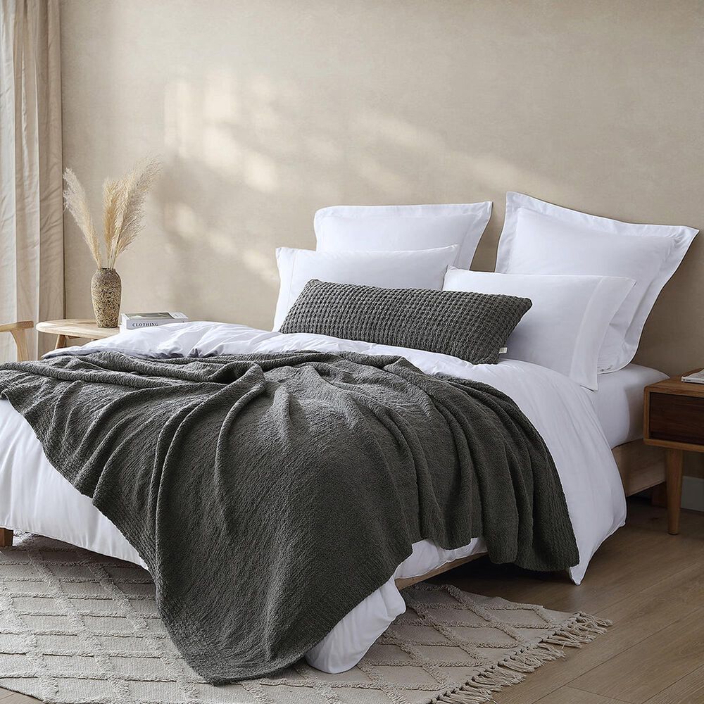Sunday Citizen Snug Waffle 14&quot; x 36&quot; Lumbar Throw Pillow
 in Granite, , large