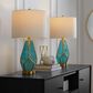 LumiSource Geo Rain Glass Table Lamp in Gold and Turquoise (Set of 2), , large
