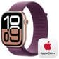 Apple Watch Series 10 GPS 42mm Rose Gold Aluminum Case with Plum Sport Loop, , large