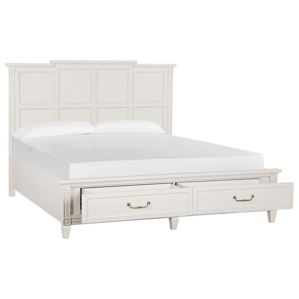 Nicolette Home Willowbrook King Storage Bed with Two Nightstands in Egg Shell White, , large