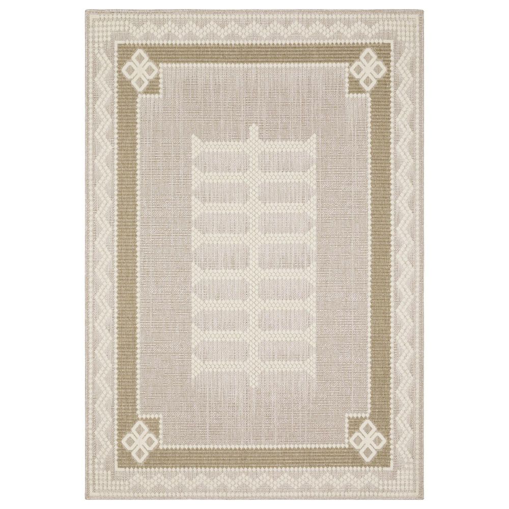 ROW by Oriental Weavers Zarina ZAR08 Beige and Brown 3"3" x 5" Indoor/Outdoor Area Rug, , large