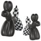 Maple and Jade 2-Piece Dog Balloon Decorative Sculpture Set with Checkered Accents in Matte Black and White, , large