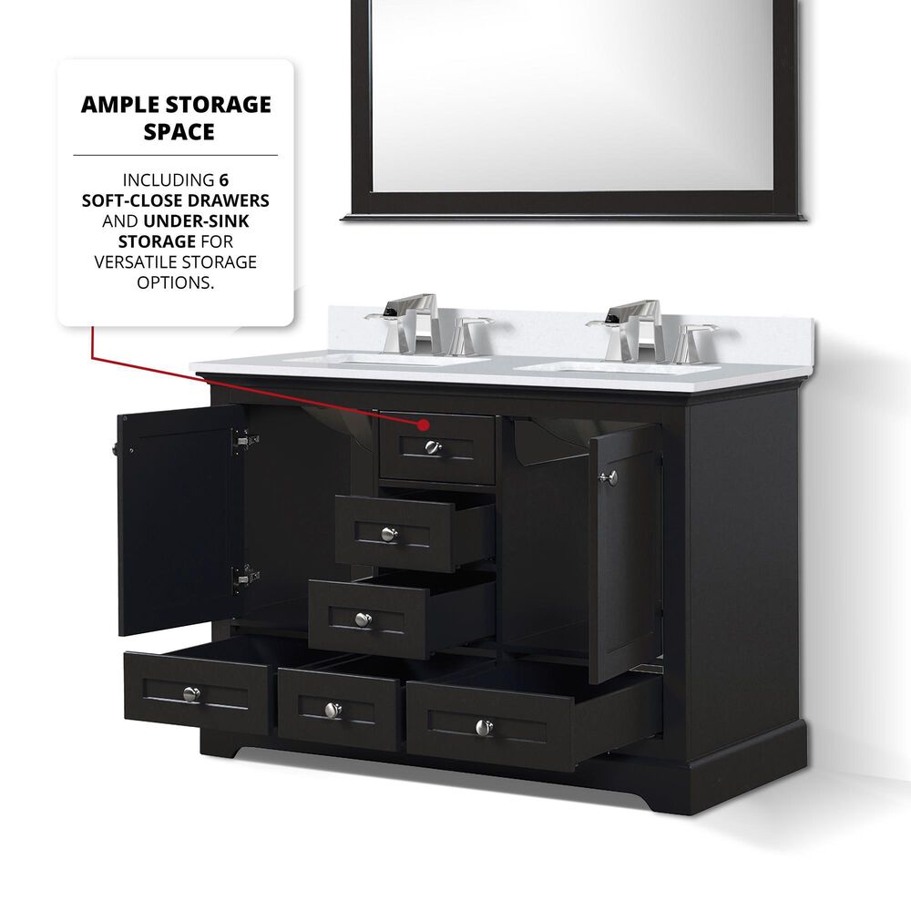 Lexora Home Dukes 48&quot; Double Bathroom Vanity in Espresso with 2 cm White Quartz Top and Rectangular Sinks, , large