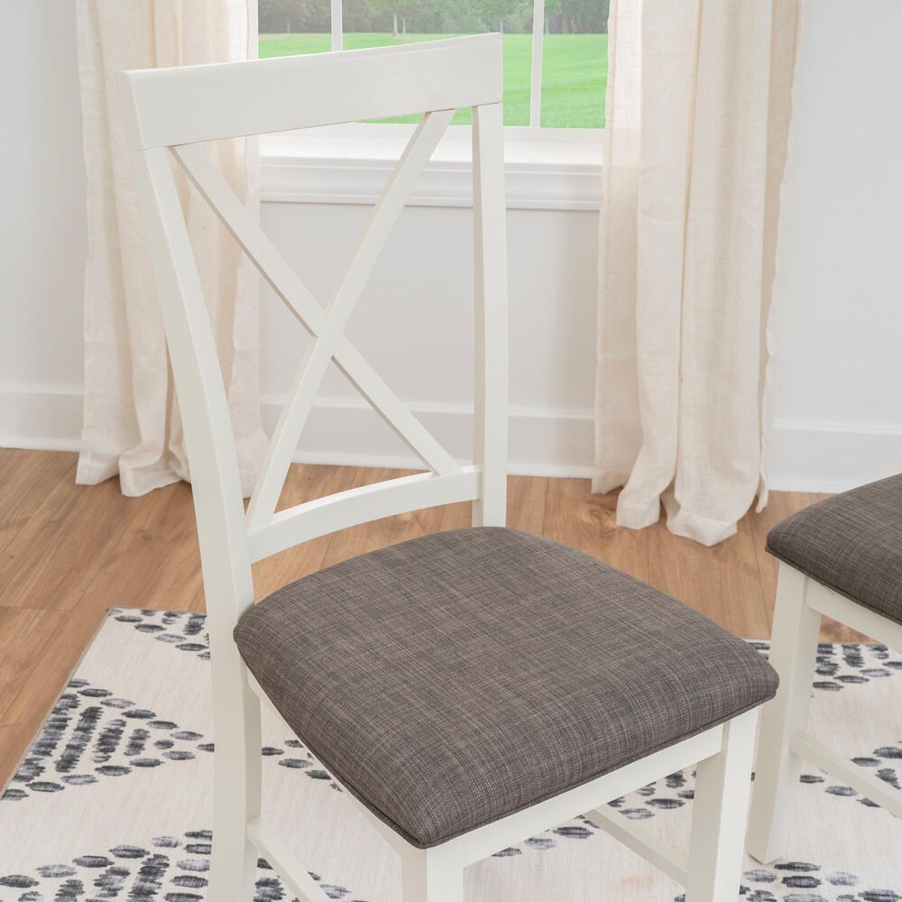 Linon Home Decor Jane Side Chair with Taupe Cushion in Vanilla White, , large