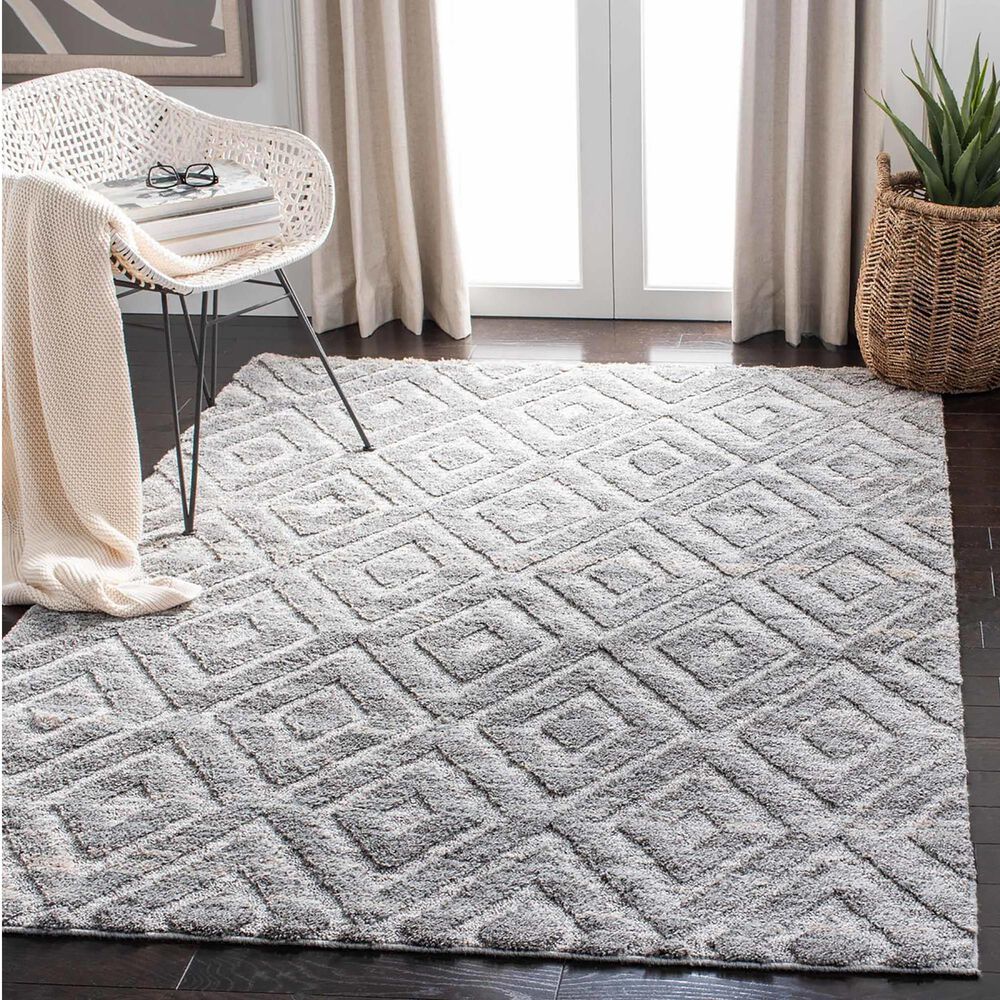 Safavieh Martha Stewart Lucia Shag MSR0782H 5&#39;1&quot; x 7&#39;6&quot; Dark Grey and Light Grey Area Rug, , large