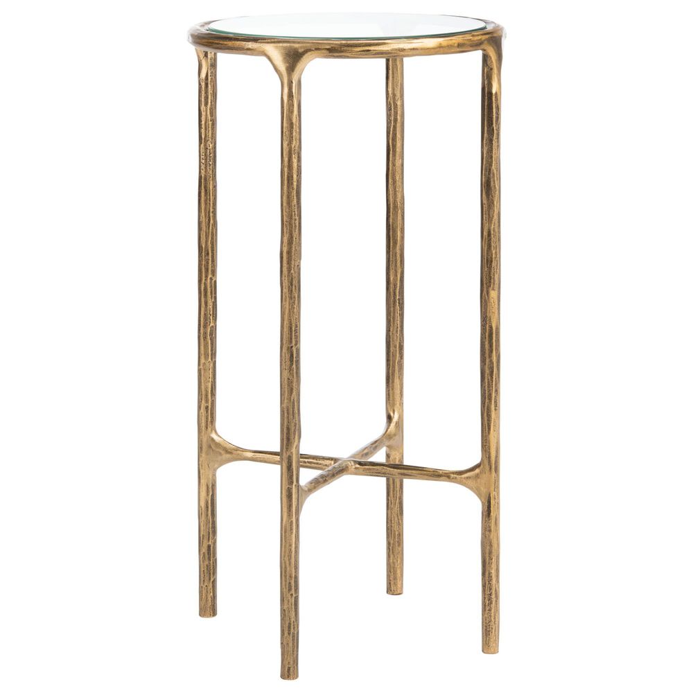 Safavieh LeeLu Tall End Table in Clear and Brass, , large