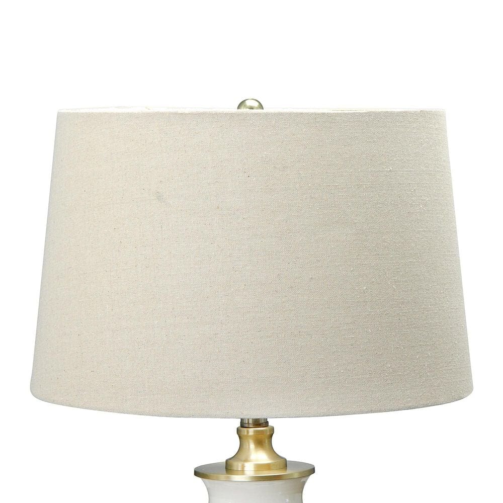 Creative Coop Striped Ceramic Table Lamp in Black, White and Brushed Gold, , large