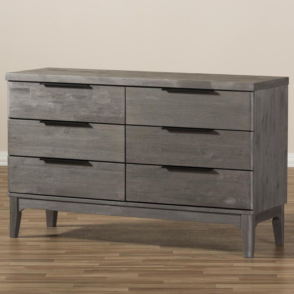 Baxton Studio Nash 6 Drawer Dresser in Platinum Grey, , large