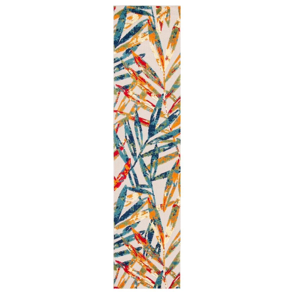 Safavieh Cabana CBN368A 2"2" x 11" Ivory and Navy Indoor/Outdoor Performance Runner, , large