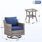 Sunwell Garden 3-Piece Patio Swivel Glider Set with 19" Side Table in Navy, , large
