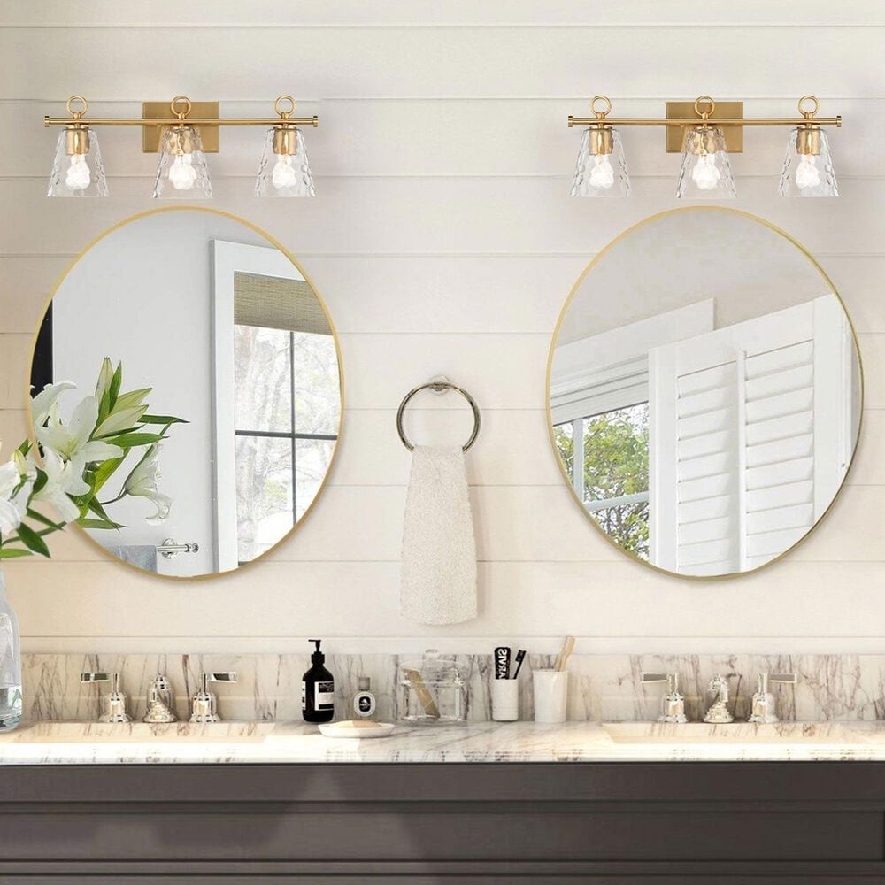 Creative Coop Imogen 3-Light Vanity Light in Brushed Gold, , large