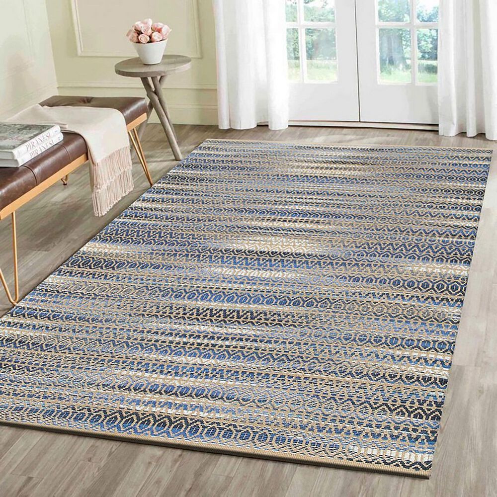 L&amp;R Resources Natural Fiber Southwestern 7&#39;9&quot; x 9&#39;9&quot; Blue Area Rug, , large