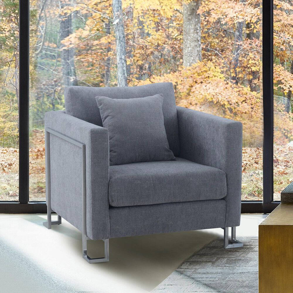 Blue River Heritage 2-Piece Sofa &amp; Chair Set in Gray/Brushed Stainless Steel, , large