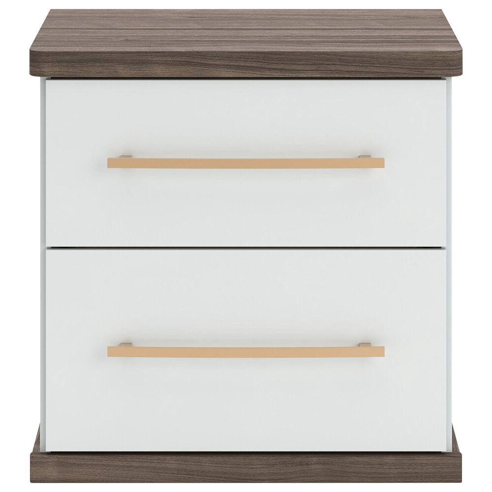 Ashley Kendanport Queen Upholstered Bed with Dresser, Chest, and Two Nightstands in Brown and White, , large