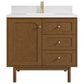 James Martin Laurent 36" Single Bathroom Vanity in Honey Oak with Single Hole 3 cm White Zeus Silestone Top and Rectangular Sink, , large