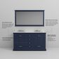 Lexora Home Dukes 60" Double Bathroom Vanity in Navy Blue with 2 cm White Quartz Top and Rectangular Sinks, , large