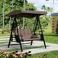 HOMLUX 2-Seat Outdoor Porch Swing with Adjustable Tilt Canopy and Foldable Tray in Beige, , large