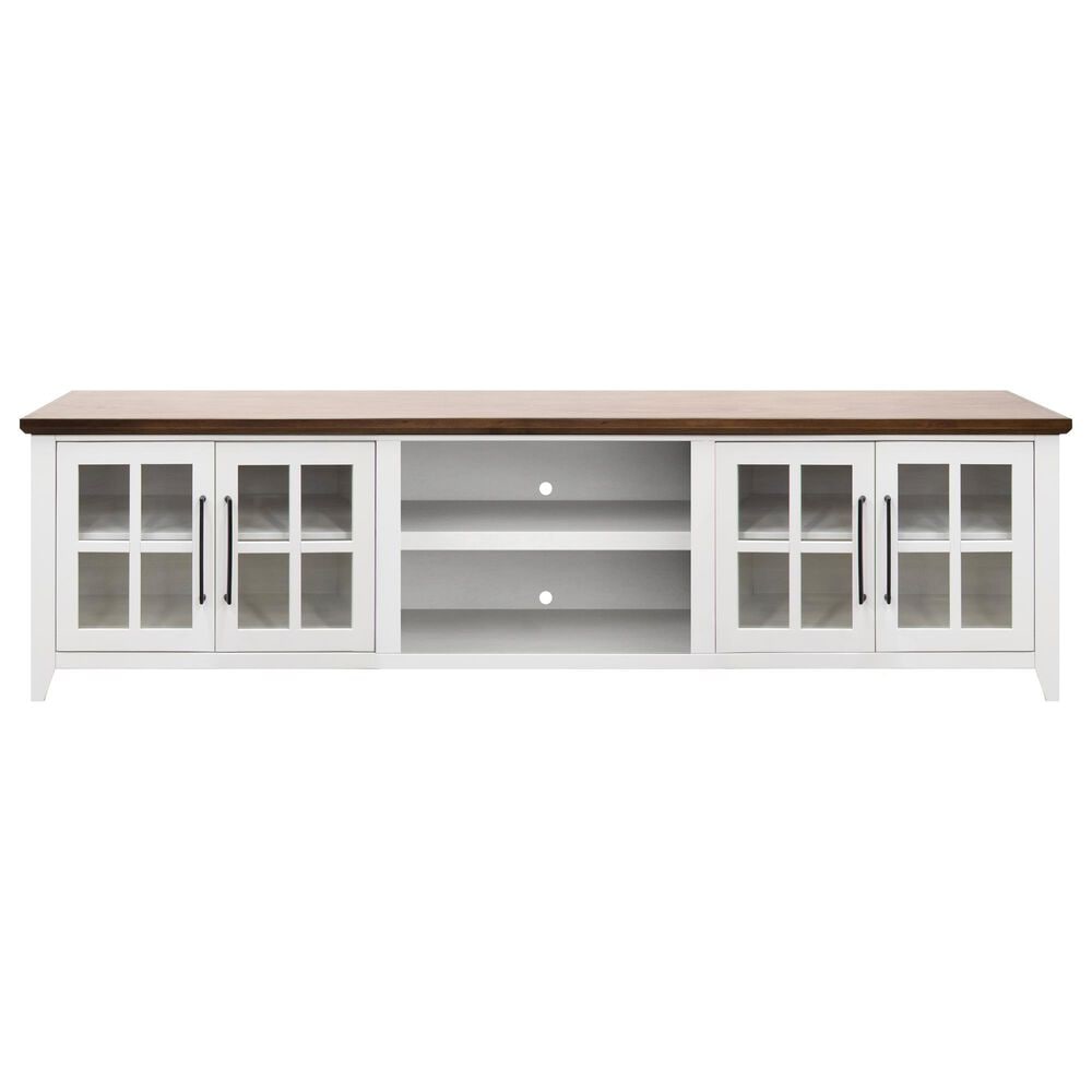 Legends Home Providence 96" TV Console in White and Bourbon, , large
