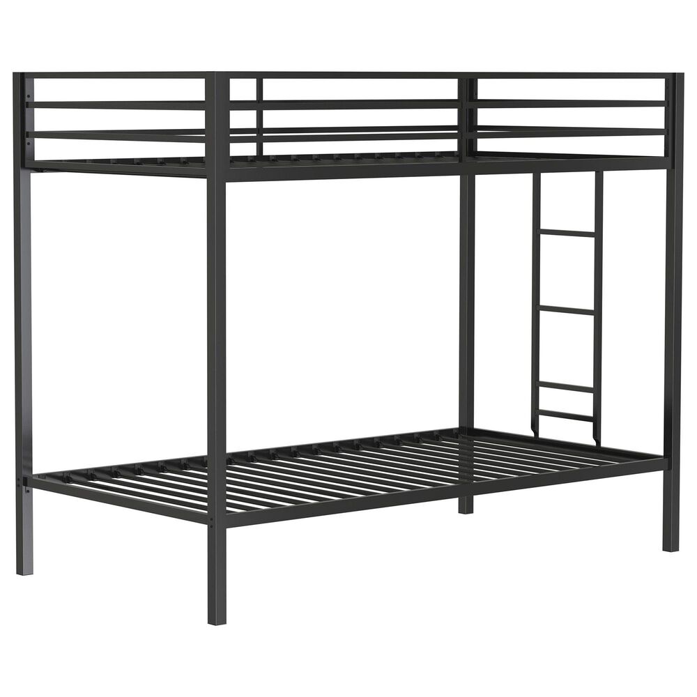 Pacific Landing Alevera Twin Over Twin Bunk Bed with Ladder in Matte Black, , large