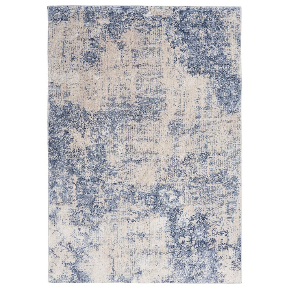 Nourison Silky Textures SLY01 5"3" x 7"3" Ivory and Blue Area Rug, , large