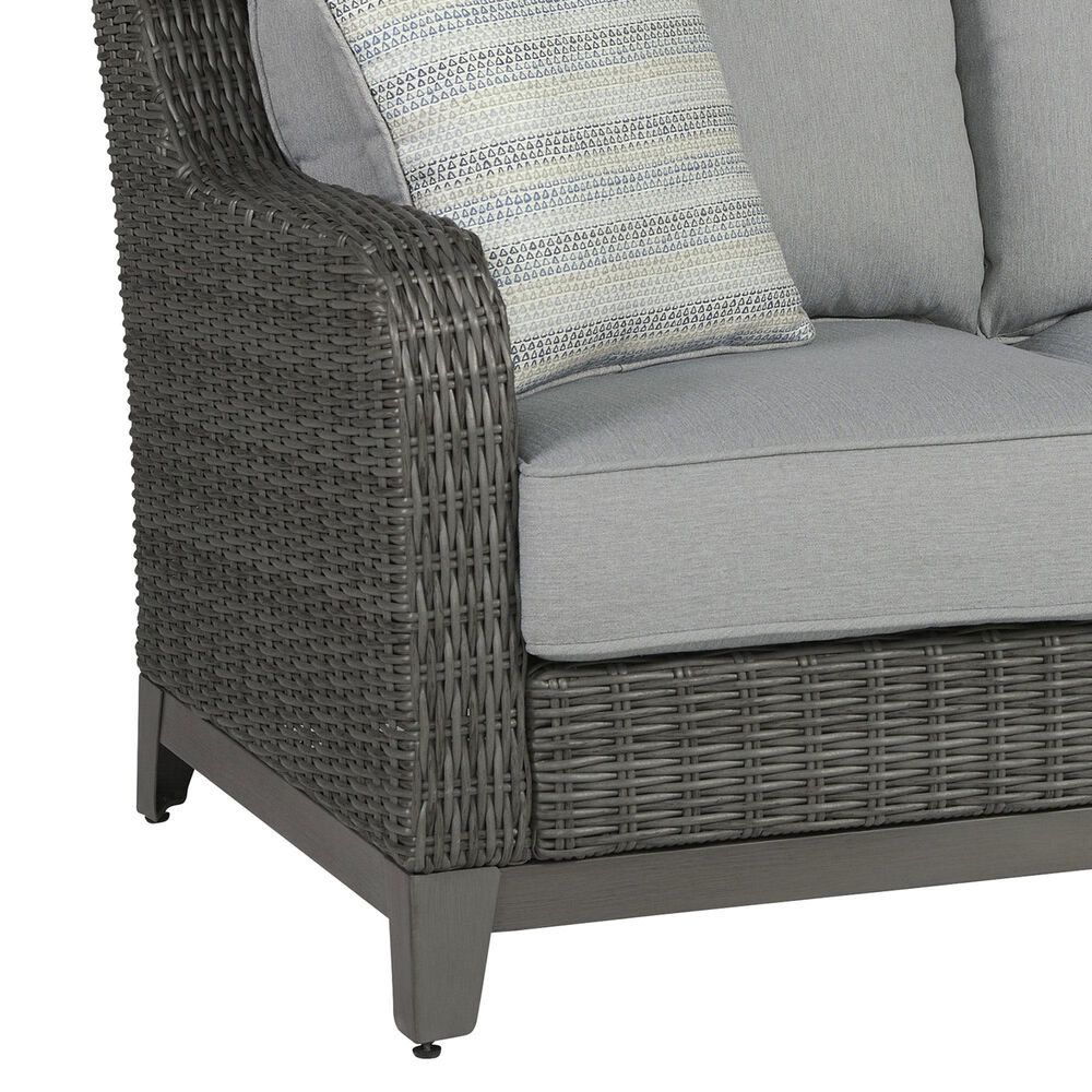Ashley Elite Park Stationary Patio Loveseat with Cushion in Gray, , large