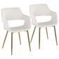 LumiSource Margarite Arm Chair with White Faux Leather Cushion in Gold (Set of 2), , large