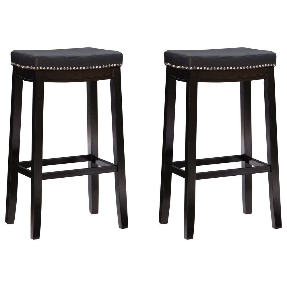 Linon Home Decor Claridge Bar Stool in Black (Set of 2), , large