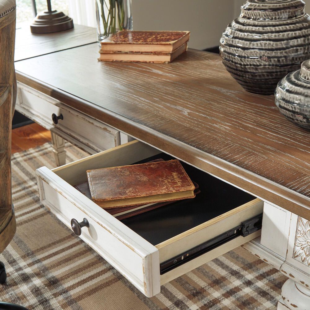 Ashley Realyn Lift Top Desk in White and Brown, , large