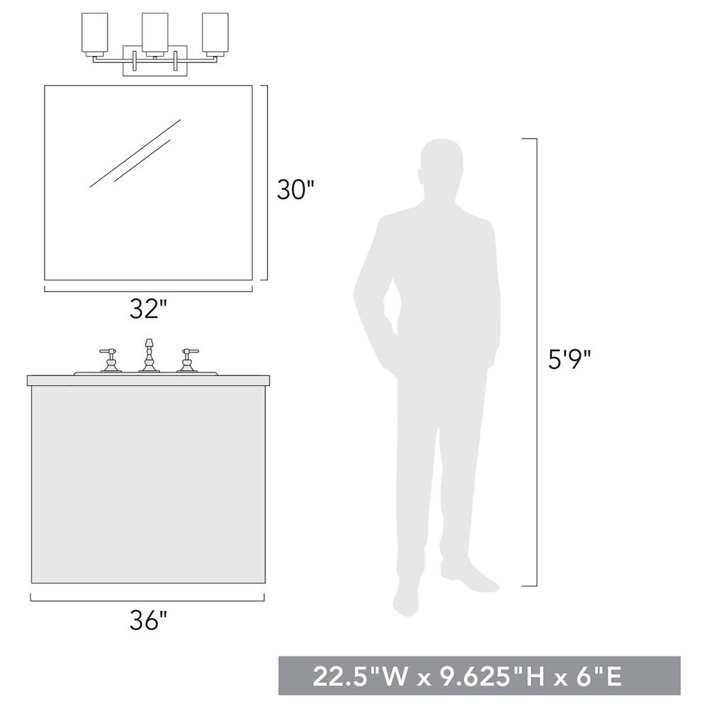 Golden Lighting Tribeca 3-Light Bath Vanity in Matte Black and Pewter, , large