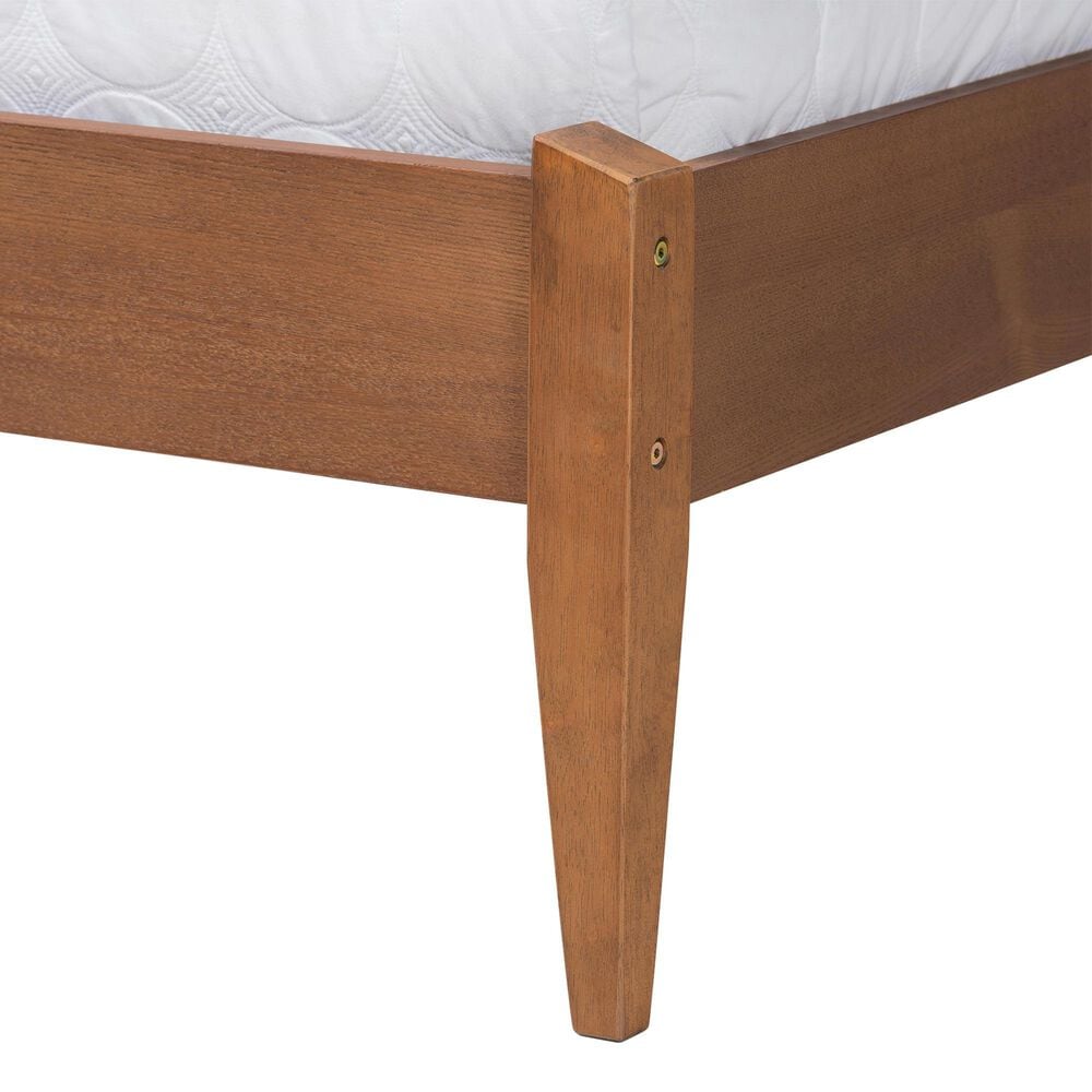 Baxton Studio Lenora Queen Platform Bed with Beige Upholstered in Walnut Brown, , large