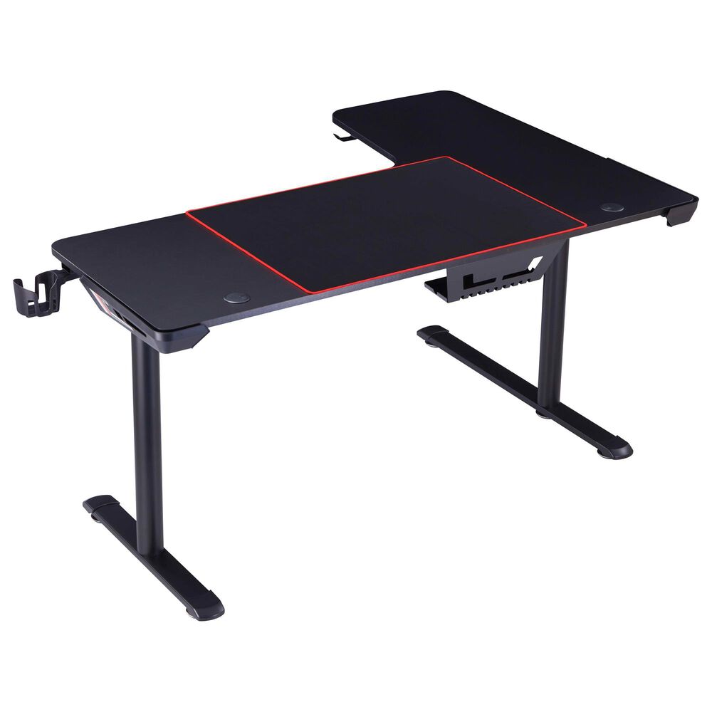 Furniture of America Whitfield Gaming Desk with USB in Black, , large