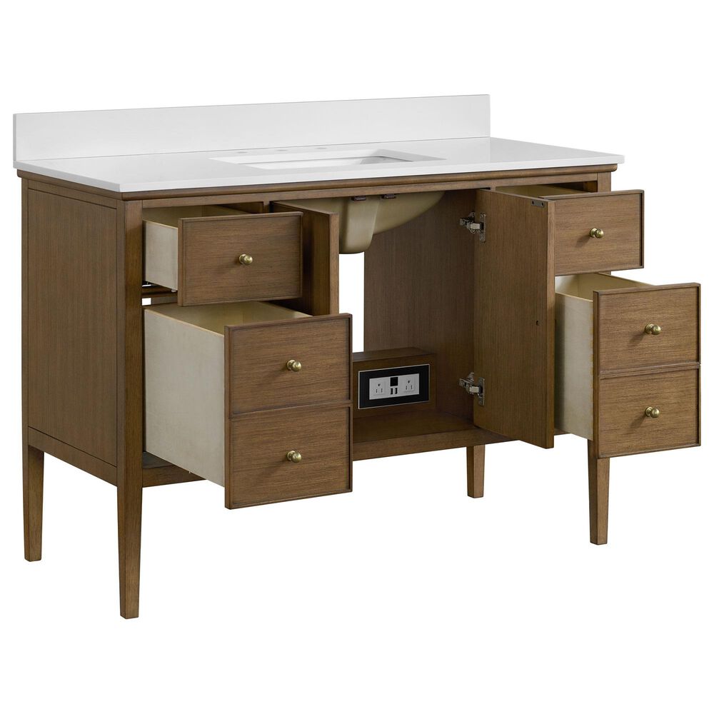 37B Heston 48" Single Bathroom Vanity in Kona with White Composite Stone Top and Backsplash, , large