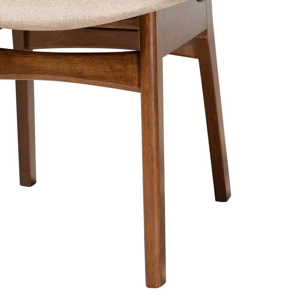Baxton Studio Katya Side Chair with Sand Cushion in Walnut Brown (Set of 2), , large