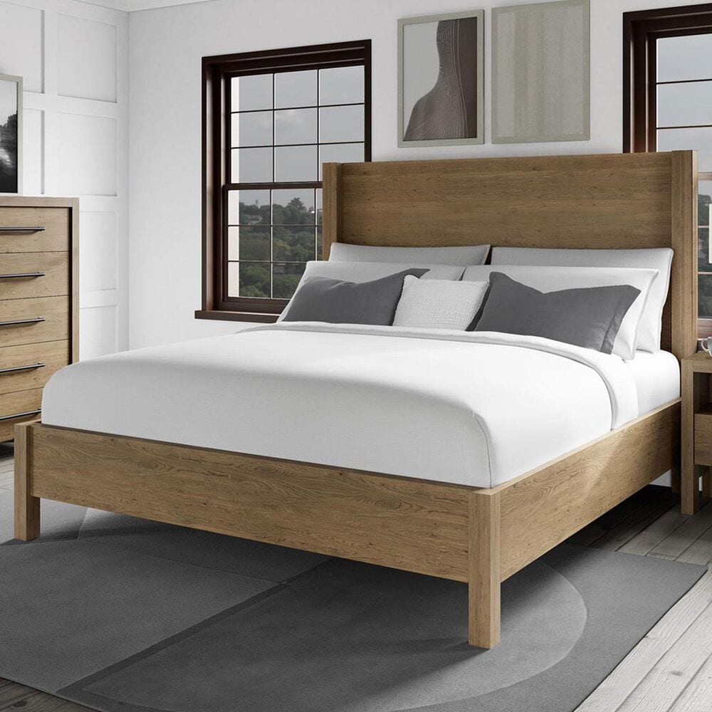 Riverside Furniture Davie King Wood Panel Bed in Pale Oak, , large