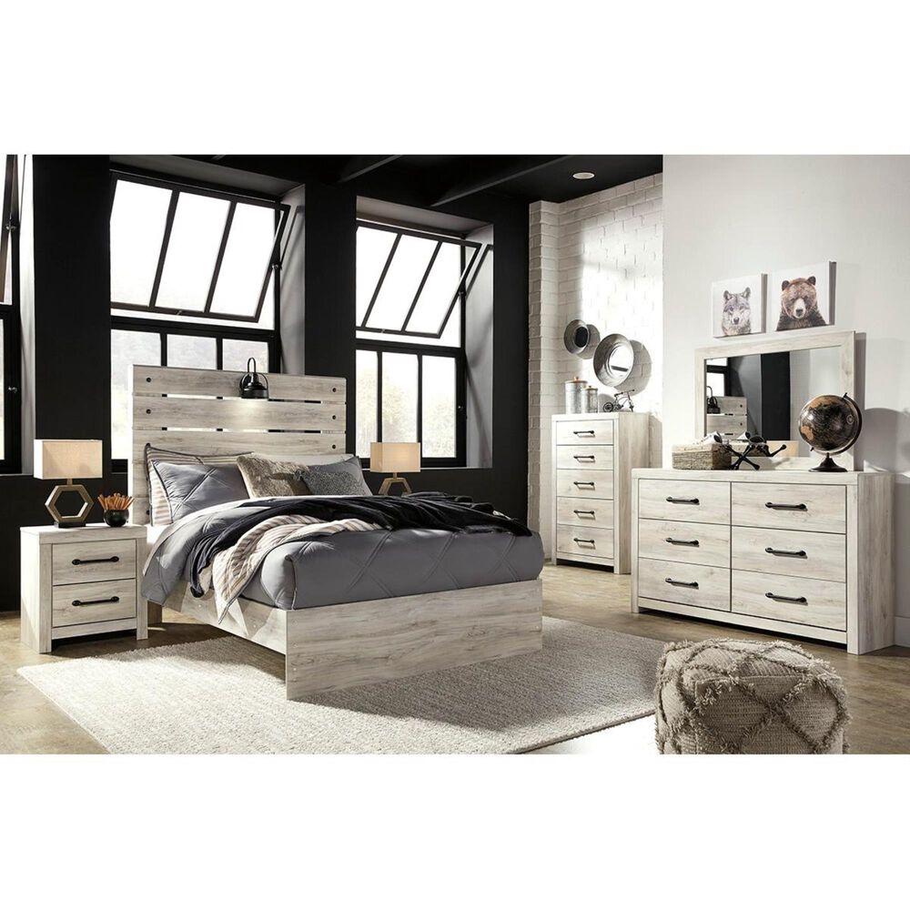 Ashley Cambeck 5 Piece Full Bed Set in Whitewash with Lighting, , large