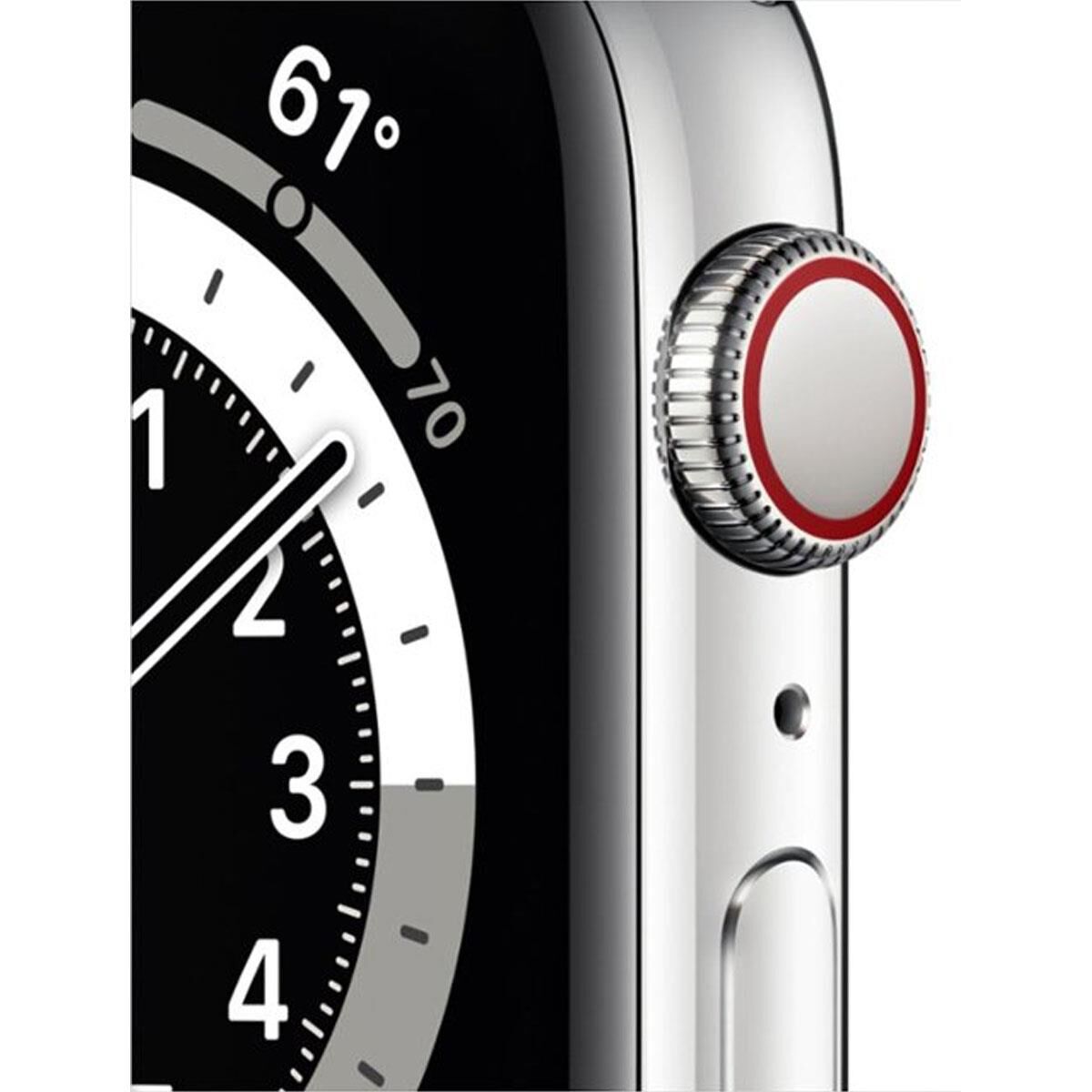 Apple Watch Series 6 GPS + Cellular, 44mm Silver Stainless Steel Case with  White Sport Band - Regular | Nebraska Furniture Mart
