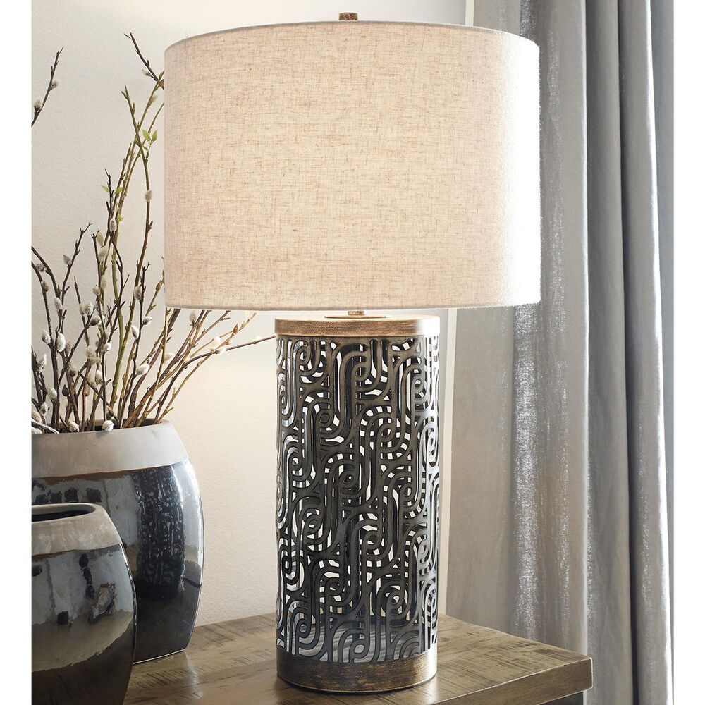 Ashley Dayo Table Lamp in Antiqued Gray and Gold, , large