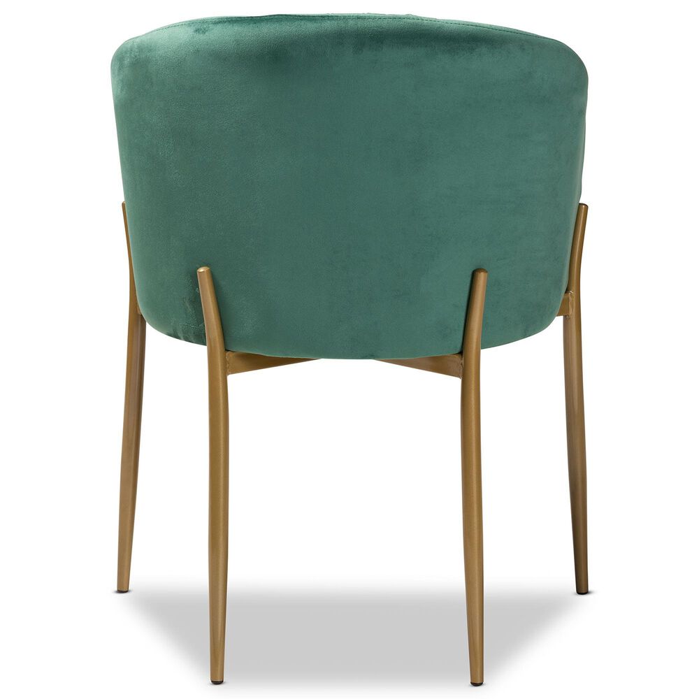 Baxton Studio Ballard Arm Chair with Green Velvet Upholstered in Gold, , large