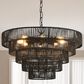 Hearth and Haven 8-Light 5-Layer Rattan Chandelier in Black, , large
