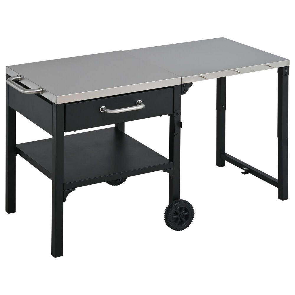 Hearth and Haven Outdoor Foldable Kitchen Cart with Side Table in Black, , large