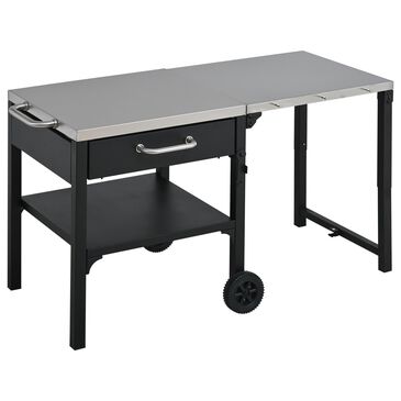 Hearth and Haven Outdoor Foldable Kitchen Cart with Side Table in Black, , large