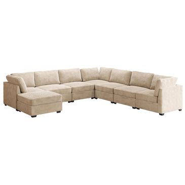 HOMLUX 8-Piece Mod L-Sectional with Chaise in Beige, , large