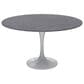 Leisuremod LeisureMod Verve Collection 48 Round Dining Table, White Base with Sintered Stone Grey Top, , large