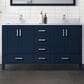 Lexora Home Jacques 60" Double Bathroom Vanity in Navy Blue with 2 cm White Quartz Top and Rectangular Sinks, , large
